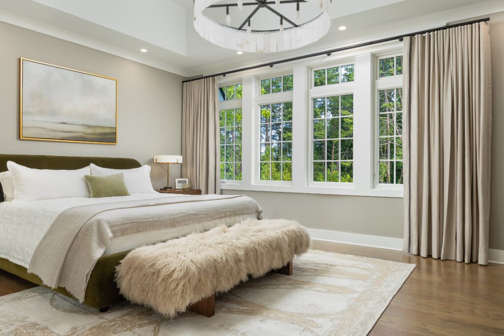Custom drapery panels installed in a Chattanooga home providing elegant light control and designer style